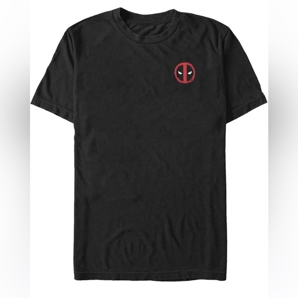New Marvel Deadpool Left Chest Painted Logo Symbol Short Sleeve T-Shirt XL - Picture 1 of 8